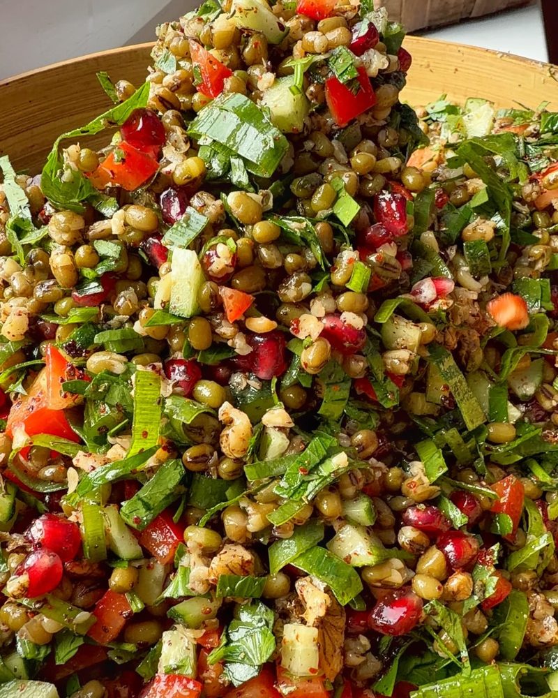 Mung Bean Salad with Walnuts & Pomegranate